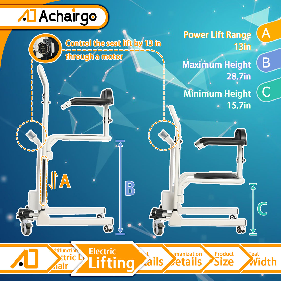 Orthomen Electric Patient Lift Transfer Wheelchair