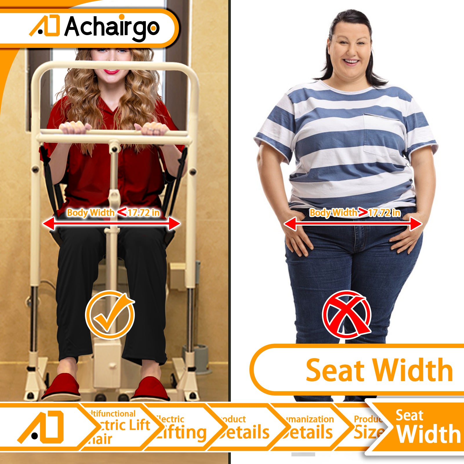 Electric Patient Lift, Portable Transfer Chair with High-Capacity Rechargeable Battey, 330 Weight Capacity, Commode Sling - Achairgo