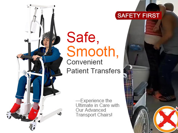 Patient Lift Transfer Chair with Sling for Elderly - Transfer Device for Home Care Use